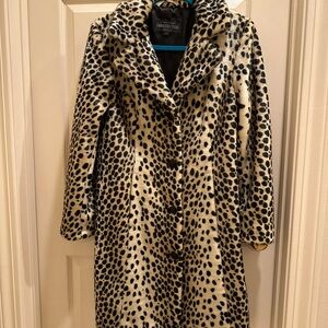 Fabulous Furs Black and Cream Cheetah Leopard Spotted Teddy Jacket Coat